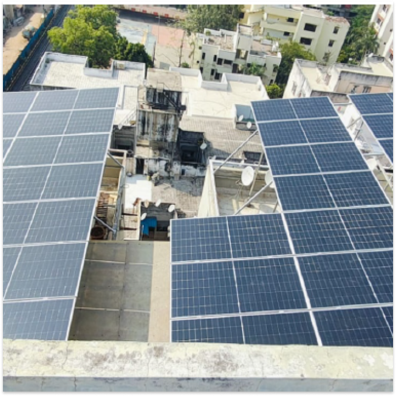 solar panels at drone view